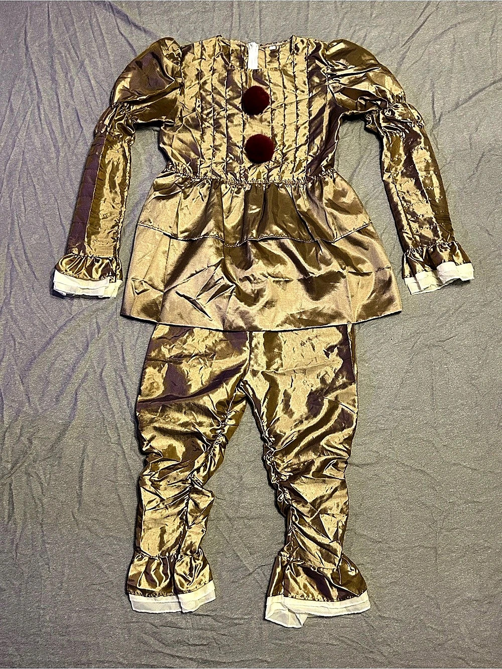 Pennywise IT Clown Halloween Cosplay Costume Bronze Gold Adult